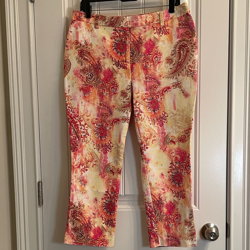 Chico's Coral and Peach Paisley Pants